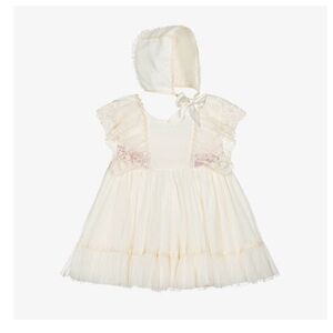 Abuela Tata Baby Girls Ivory Lace&Tulle Dress Set!Matching older sis in closet